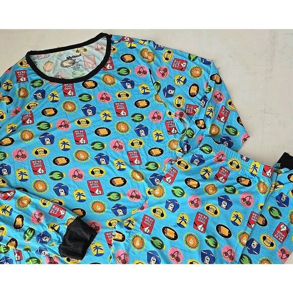 Good Mythical Stickers Pajamas 2pc Set Large Top and Bottom Loungewear Bamboo - Picture 2 of 9